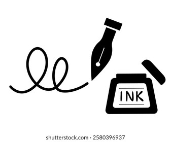 Illustration of a simple dipping pen.　Pen tip.