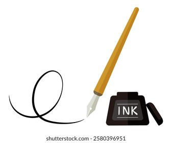 Illustration of a simple dipping pen.　Pen tip.