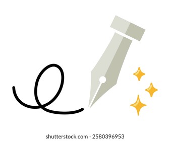 Illustration of a simple dipping pen.　Pen tip.