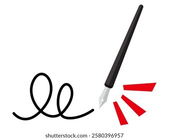 Illustration of a simple dipping pen.　Pen tip.