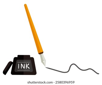 Illustration of a simple dipping pen.　Pen tip.