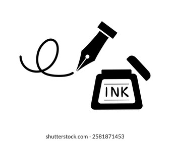 Illustration of a simple dipping pen.　Pen tip.