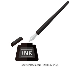 Illustration of a simple dipping pen.　Pen tip.