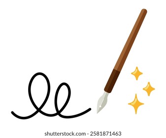 Illustration of a simple dipping pen.　Pen tip.