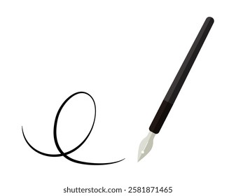 Illustration of a simple dipping pen.　Pen tip.