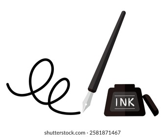 Illustration of a simple dipping pen.　Pen tip.