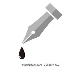 Illustration of a simple dipping pen.　Pen tip.