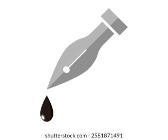 Illustration of a simple dipping pen.　Pen tip.