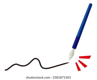 Illustration of a simple dipping pen.　Pen tip.