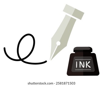 Illustration of a simple dipping pen.　Pen tip.