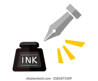 Illustration of a simple dipping pen.　Pen tip.