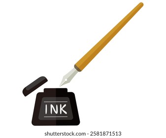 Illustration of a simple dipping pen.　Pen tip.