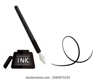 Illustration of a simple dipping pen.　Pen tip.