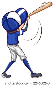 Illustration of a simple drawing of a baseball player on a white background 