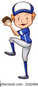 Illustration einer einfachen Zeichnung eines Baseballspielers auf weißem Hintergrund 