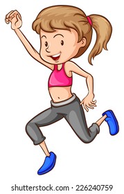 Illustration of a simple drawing of a female dancer on a white background 