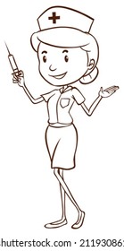 Illustration of a simple drawing of a female doctor on a white background