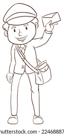 Illustration of a simple drawing of a postman on a white background 