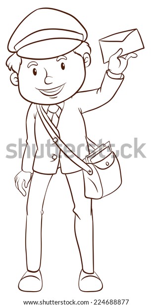 Illustration Simple Drawing Postman On White Stock Vector (Royalty Free ...