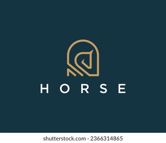 Illustration Simple Elegance head horse Vector linear icons mascot logo design	