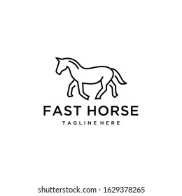 Illustration Simple Elegance horse Vector linear icons and logo design 