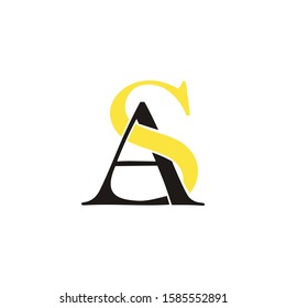 Illustration simple elegant letter AS or SA black and gold initial logo vector