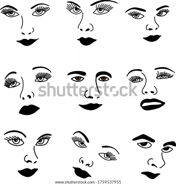 Illustration Simple Facial Features Human Face Stock Vector (Royalty ...