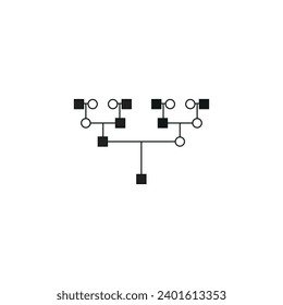 Illustration of a simple family diagram on fond blanc, Phylogenetic, tree icon illustration on transparent background,Organizational Chart, Tree Diagram, Dendrogram Business Infographic Template 