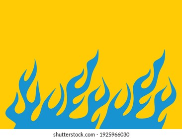 An illustration of simple fire with blue and yellow color