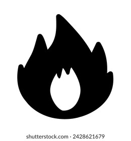Illustration of simple flame drawn in black