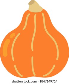 Ilustración de potimarrón de calabaza naranja francés de color plano