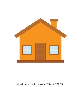 Ilustración de una casa llana simple aislada en un fondo blanco. Vector de diseño plano.
