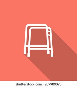 Illustration Simple Flat Icon of Walker with Long Shadow - Vector