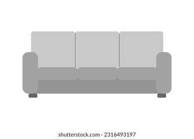 Illustration of a simple flat sofa gray vector illustration.