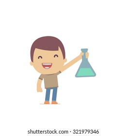 illustration of a simple flat style funny casual character in different situation
