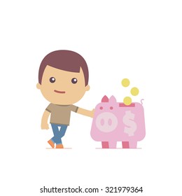 illustration of a simple flat style funny casual character in different situation