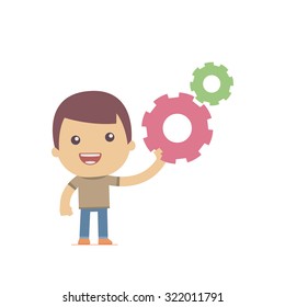 illustration of a simple flat style funny casual character in different situation