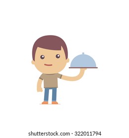 illustration of a simple flat style funny casual character in different situation