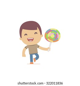illustration of a simple flat style funny casual character in different situation