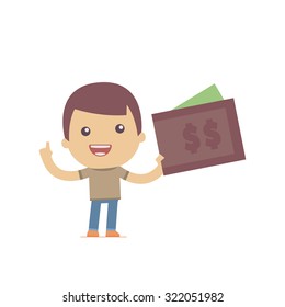 illustration of a simple flat style funny casual character in different situation