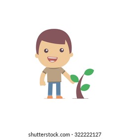 illustration of a simple flat style funny casual character in different situation