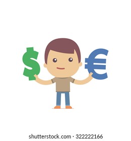 illustration of a simple flat style funny casual character in different situation