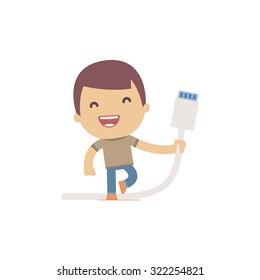 illustration of a simple flat style funny casual character in different situation