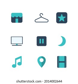 illustration of simple flat web icons, such as camera, account, home, fashion, signal, video, flashlight, calculator, etc. Great for designing posters, flyers, feeds, symbols, apps, web, etc