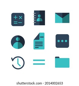ilustración de iconos web planos simples, como cámara, cuenta, hogar, moda, señal, video, linterna, calculadora, etc. Ideal para diseñar afiches, volantes, fuentes, símbolos, aplicaciones, web, etc