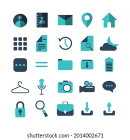 illustration of simple flat web icons, such as camera, account, home, fashion, signal, video, flashlight, calculator, etc. Great for designing posters, flyers, feeds, symbols, apps, web, etc