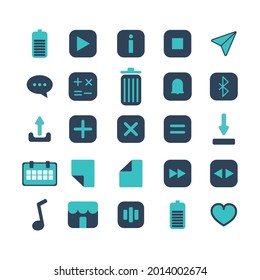 ilustración de iconos web planos simples, como cámara, cuenta, hogar, moda, señal, video, linterna, calculadora, etc. Ideal para diseñar afiches, volantes, fuentes, símbolos, aplicaciones, web, etc