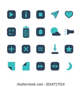 ilustración de iconos web planos simples, como cámara, cuenta, hogar, moda, señal, video, linterna, calculadora, etc. Ideal para diseñar afiches, volantes, fuentes, símbolos, aplicaciones, web, etc
