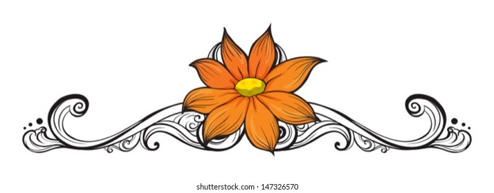 Illustration of a simple flower border on a white background 