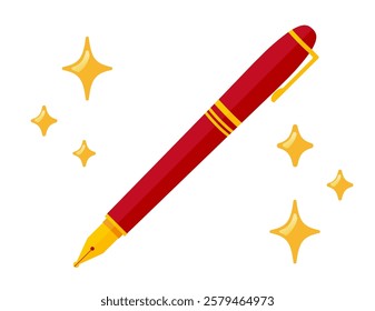 Illustration of a simple fountain pen.　Writing utensils.